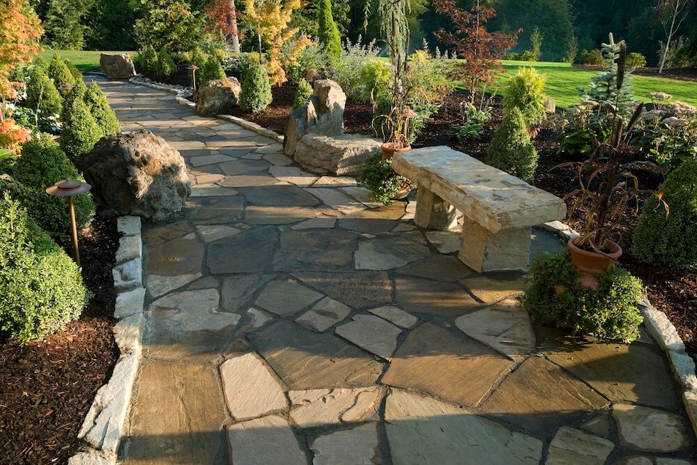 Flagstone walkway limestone walkways masonry stamped landscape paths gravel xavier costs Cost for flagstone walkway