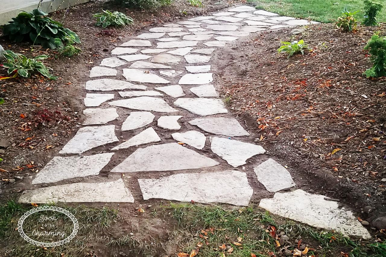 Flagstone diy lay pathway walkway path build pavers flagstones out step add Flagstone diy lay pathway walkway path build pavers flagstones out step add