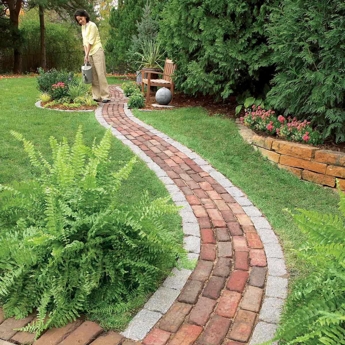 Brick patterns patio path walkway visit pathway bricks thisoldhouse article choose board Brick walkway installation