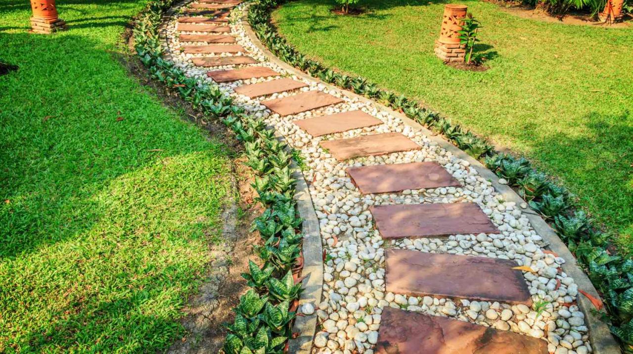 Stone and paver walkway
